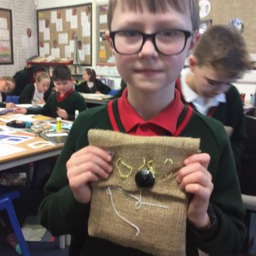 Our DT project Anglo Saxon bags which we did last term and just recently finished off.